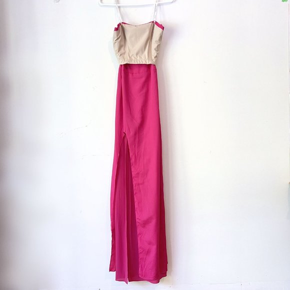 NEW! Halston Heritage Fuchsia Strapless Split Front Maxi Gown Dress - Picture 13 of 13